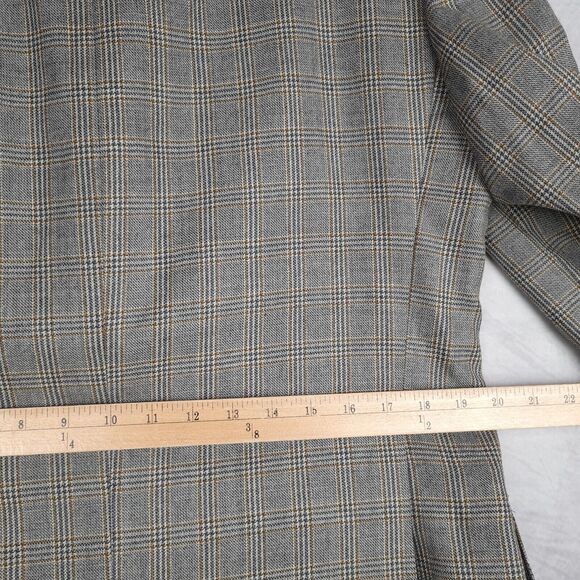 Boggi Milano Blazer Mens 50 / 42" Chest Gray Brown Plaid Wool Lined Jacket - Picture 14 of 16
